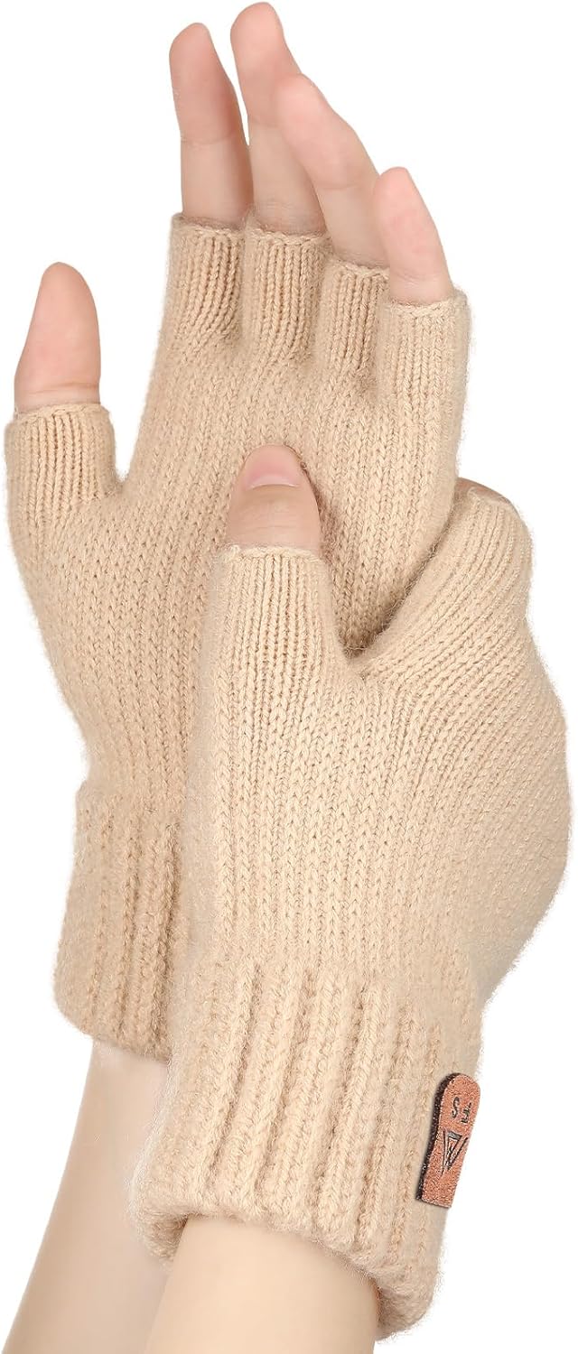 Pleneal Warm Winter Fingerless Gloves - Cozy Hands in Cold!