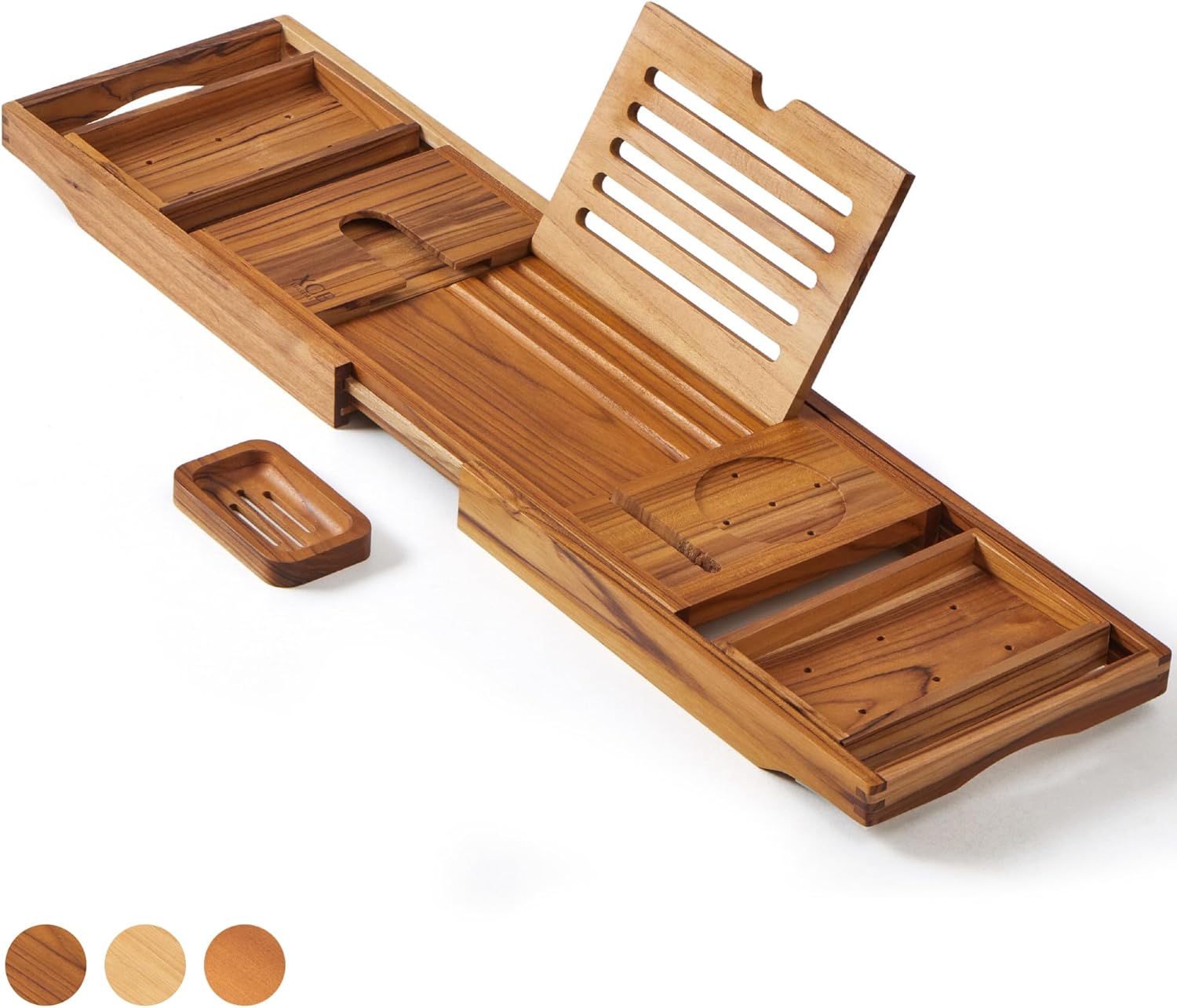 XcE Teak Bathtub Tray for Couples with Expandable Design