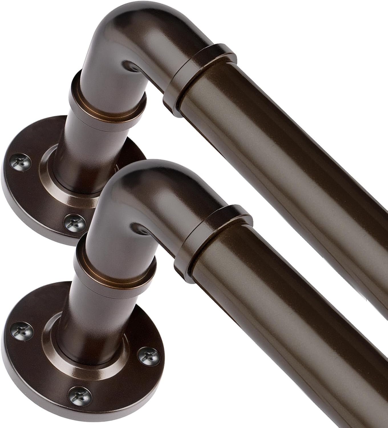 Industrial Curtain Rod 2 Pack for Windows, Heavy Duty Design
