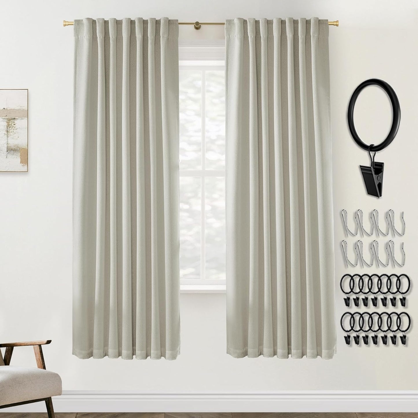 PANELSBURG 72 Inch Curtains for Living Room - Blackout Linen Style