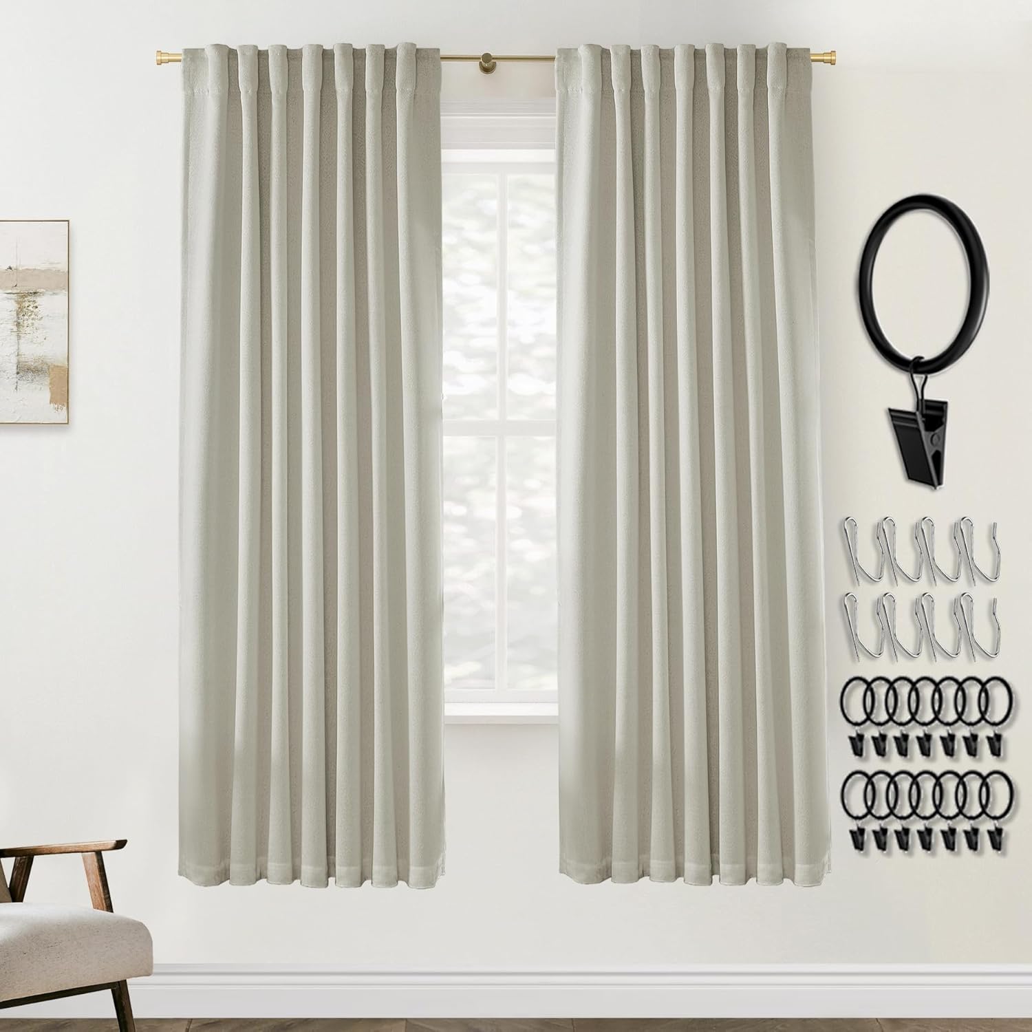 PANELSBURG 72 Inch Curtains for Living Room - Blackout Linen Style