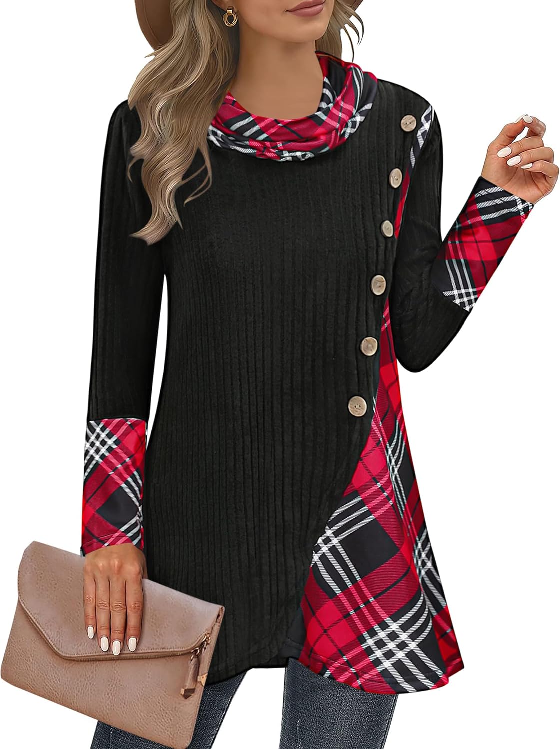 Miusey Cozy Cowl Neck Sweater - Lightweight & Stylish!