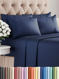 King Sheet Set - 6 Piece Cooling Hotel Luxury Sheets - Navy Blue