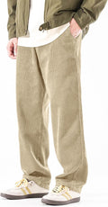 PLEPAN Mens Corduroy Pants Baggy Wide Leg Casual - Comfortable