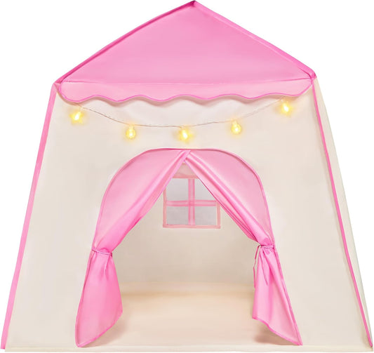 Sparkling Pink Princess Tent with LED Star Lights