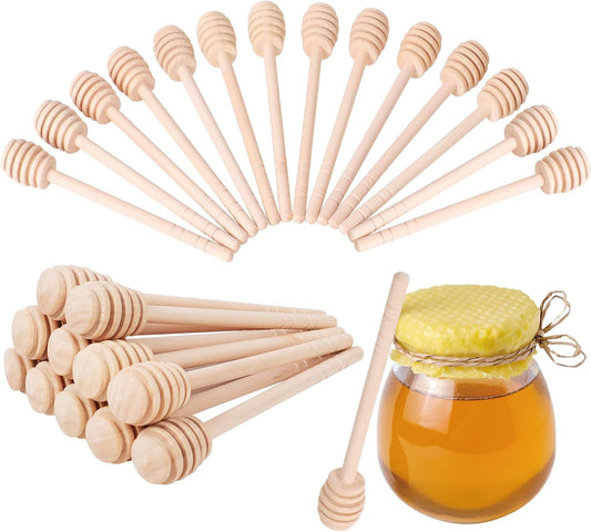 100 PCS Wooden Honey Sticks Dipper for Drizzling Honey and More