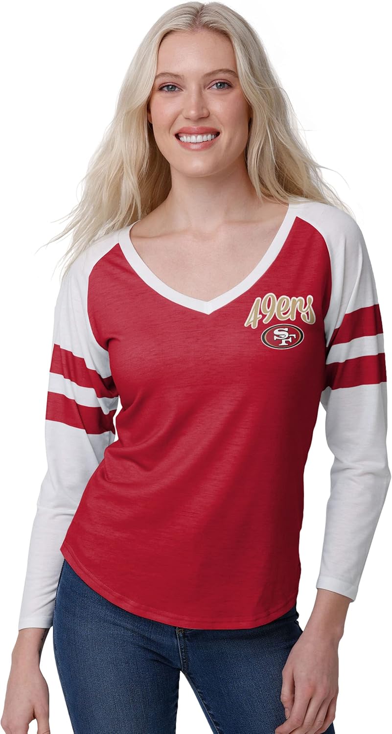 FOCO Women's NFL Team Logo Raglan Top Shirt for Fans