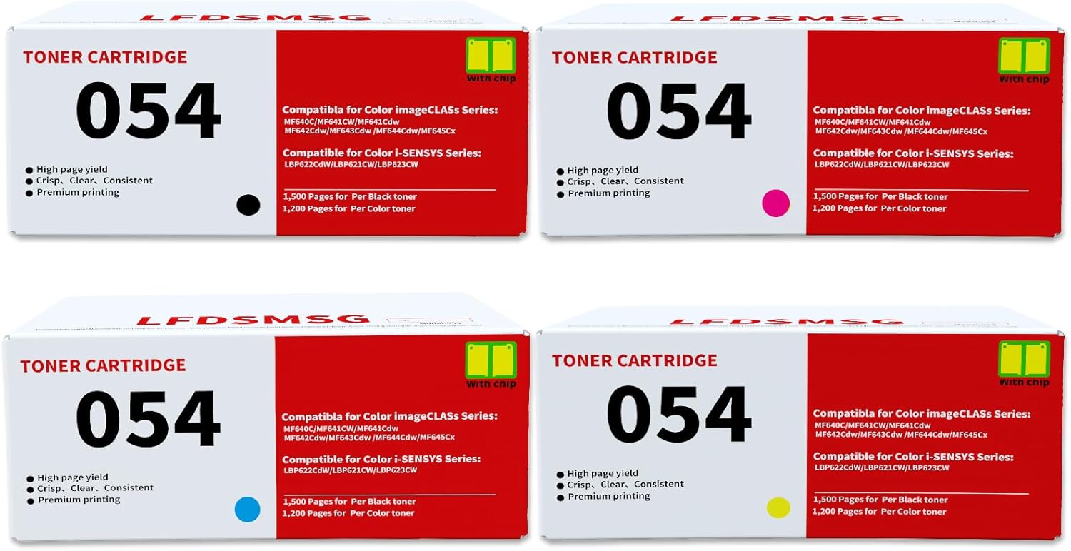 054 Toner Cartridge Set Replacement for Canon Printers - 4-Pack