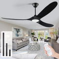 70 Inch Black Outdoor Ceiling Fan with Light for Patios and More