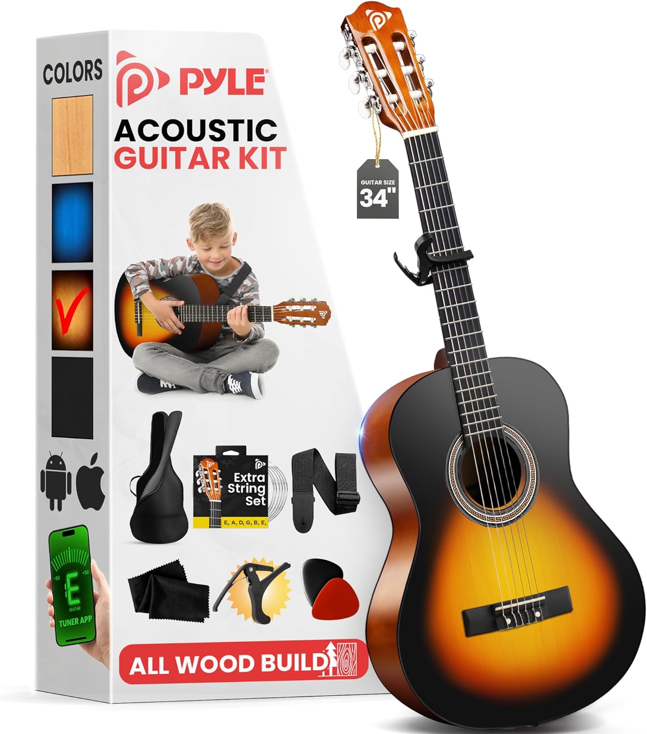 Pyle Acoustic Guitar Kit: Ideal for Beginner Players!