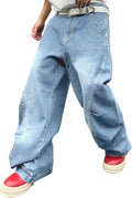 Trendy Y2K Baggy Jeans for Men Featuring Distinctive Stitch Design