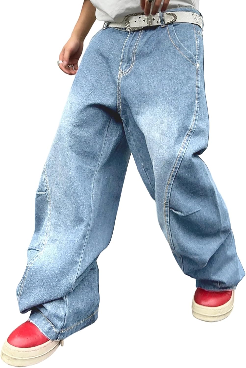Men's Y2K Hip Hop Baggy Jeans with Irregular Sutures for Style