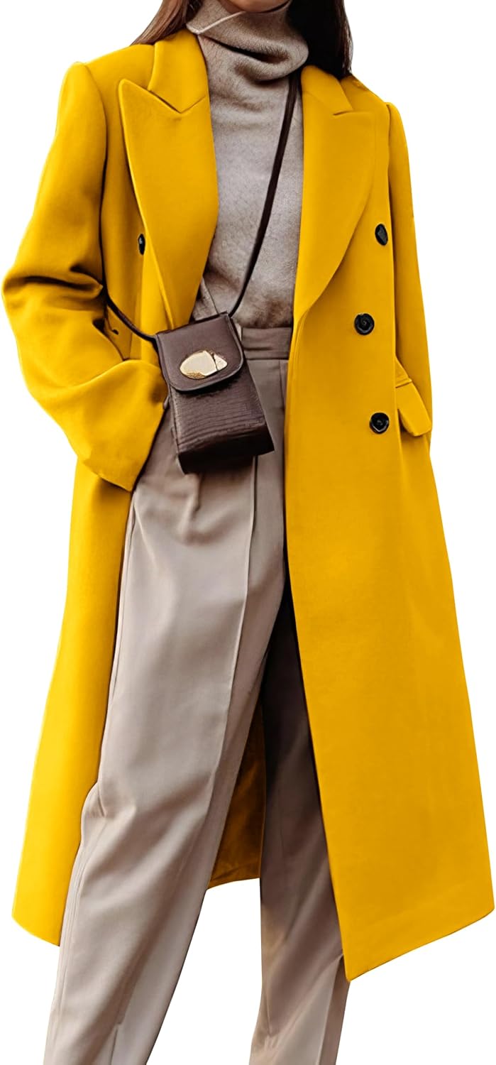 Long Wool Coats for Women - Stylish Double Breasted Peacoat