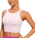 CRZ YOGA Womens U Back Padded High Neck Sports Bra - Soft Support