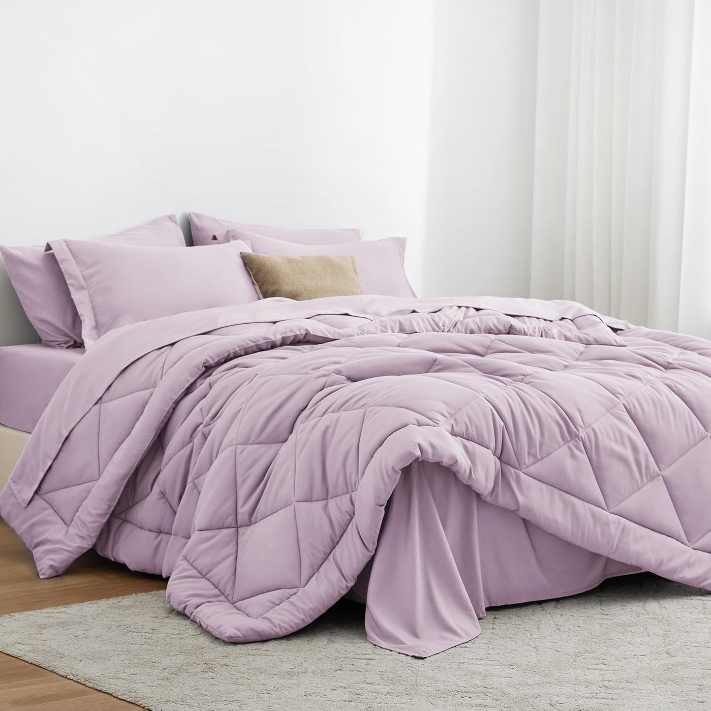 Twin Comforter Set Light Purple, 5 Pieces Bedding Set