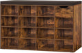 DINZI LVJ Shoe Bench with 15 Cubbies and Drawer - Sturdy Entryway