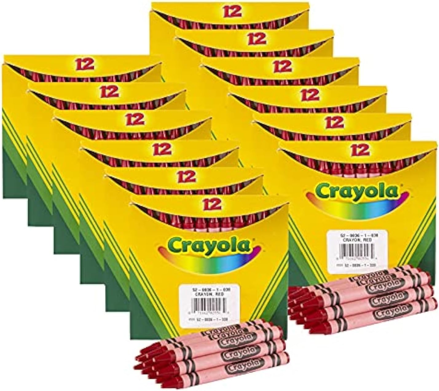 Bulk Crayons Red Regular Size 12 Per Box 12 Boxes for Kids