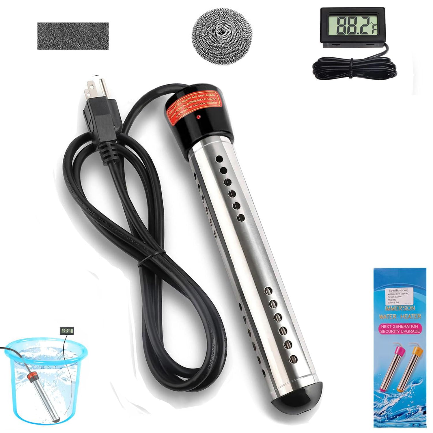 Laboomkey 2000W Immersion Heater - Fast Heating