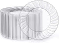 FOCUSLINE 9 in Clear Plastic Plates 100 Count - Heavy Duty Disposable