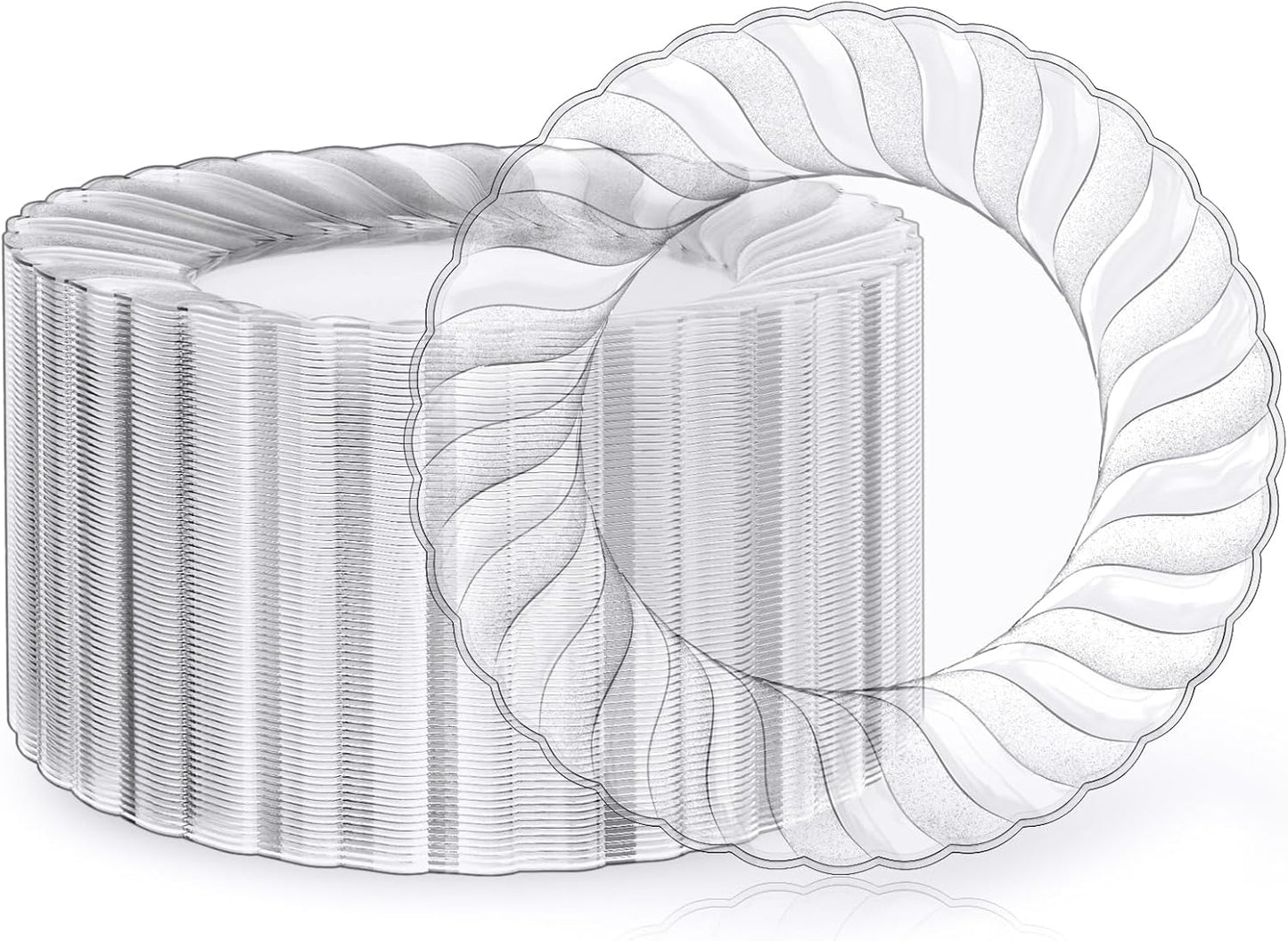FOCUSLINE 100 Count Clear Plastic Plates for Elegant Events