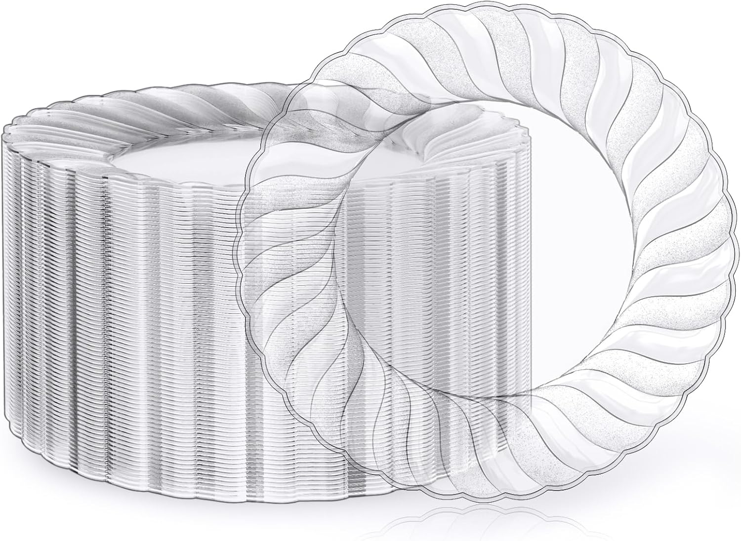 FOCUSLINE 100 Count Clear Plastic Plates for Elegant Events