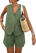 Women's Summer 2 Piece Vest and Shorts Set - Lightweight Chic