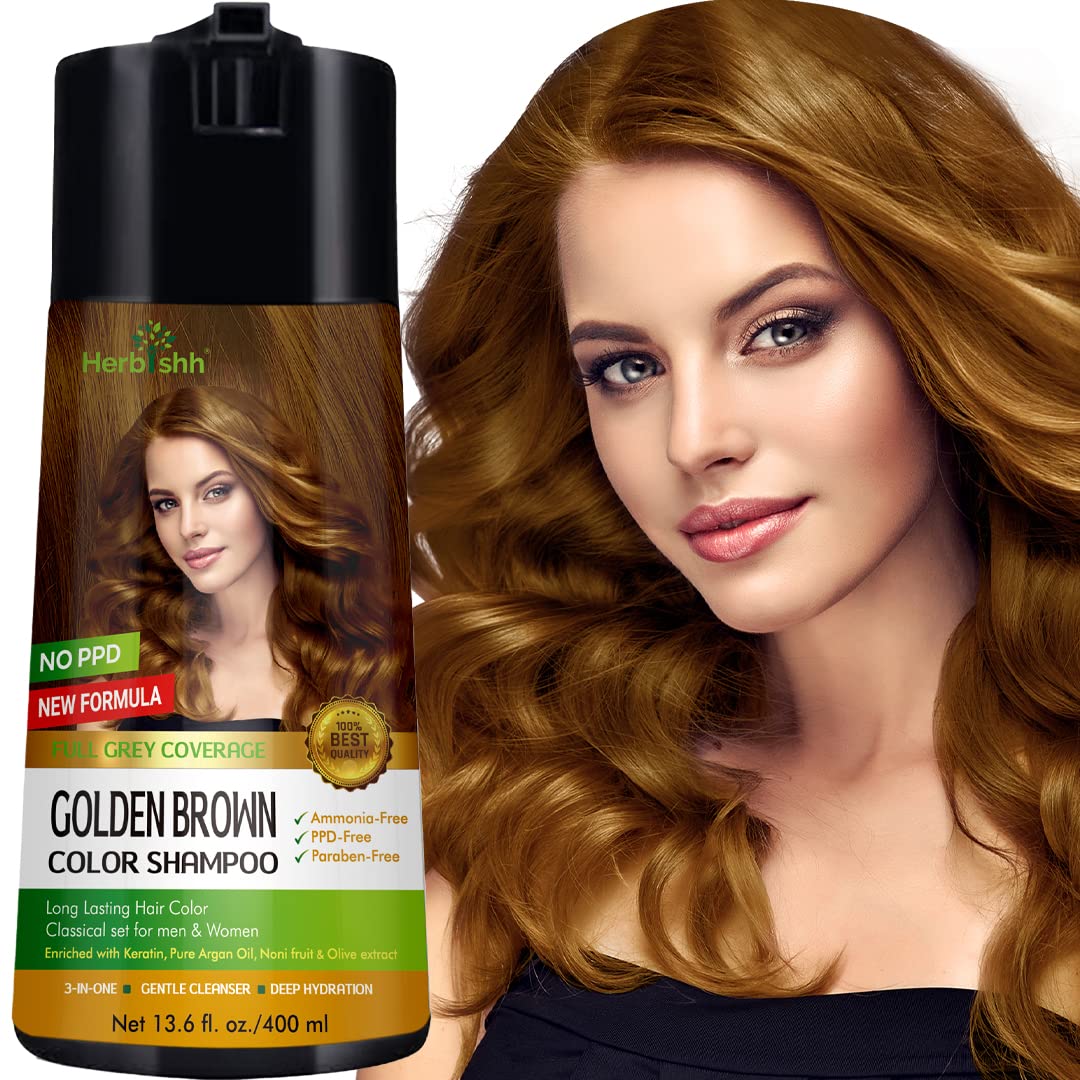 Herbishh Color Enriched Shampoo for Gray Hair - Golden Brown