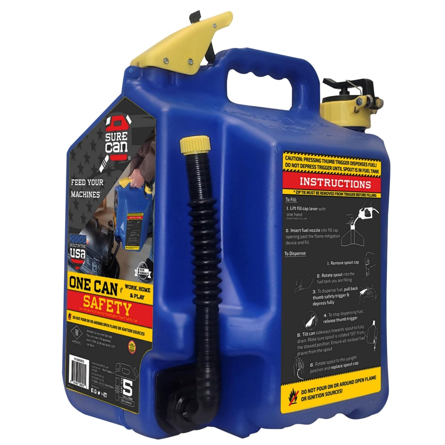Surecan 5 Gallon Safety Can with Spill Free Design & Control