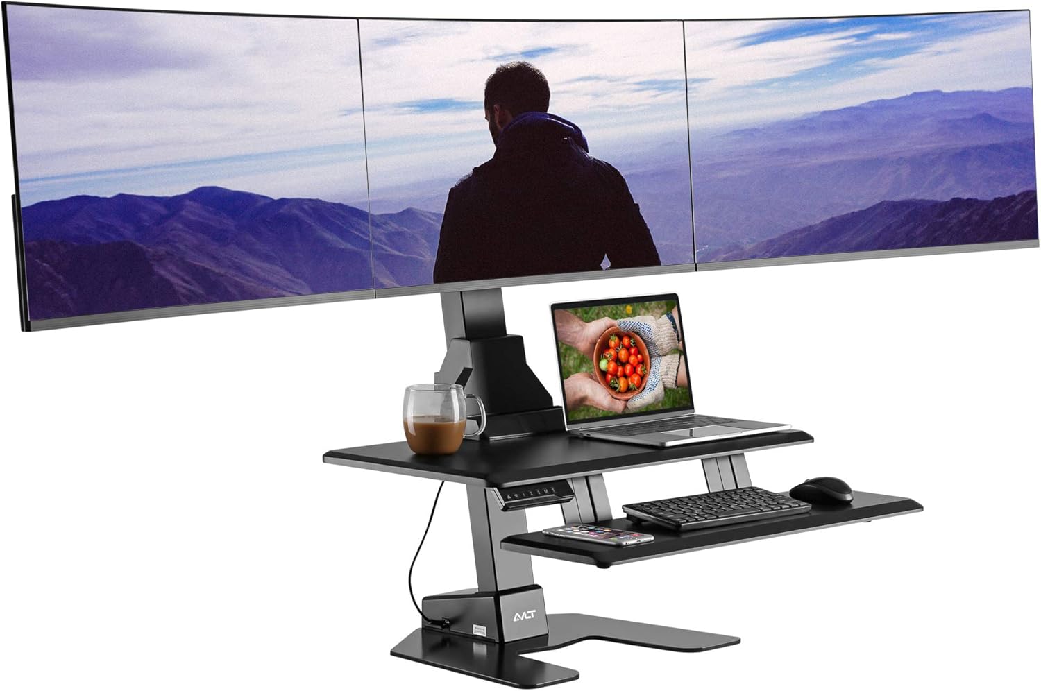AVLT Electric Standing Desk Converter - Spacious & Motorized