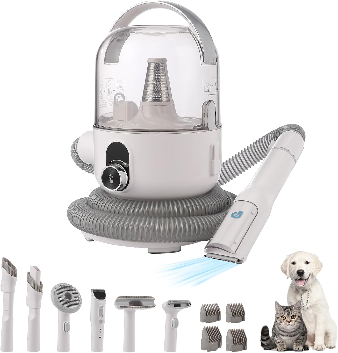 Emorefun Pet Hair Vacuum - 13.4Kpa Suction Power, 2L Capacity, 5 Grooming Tools