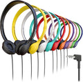 50 Pack Multi Color Wired On-Ear Leather Headphones - Bulk Student Set
