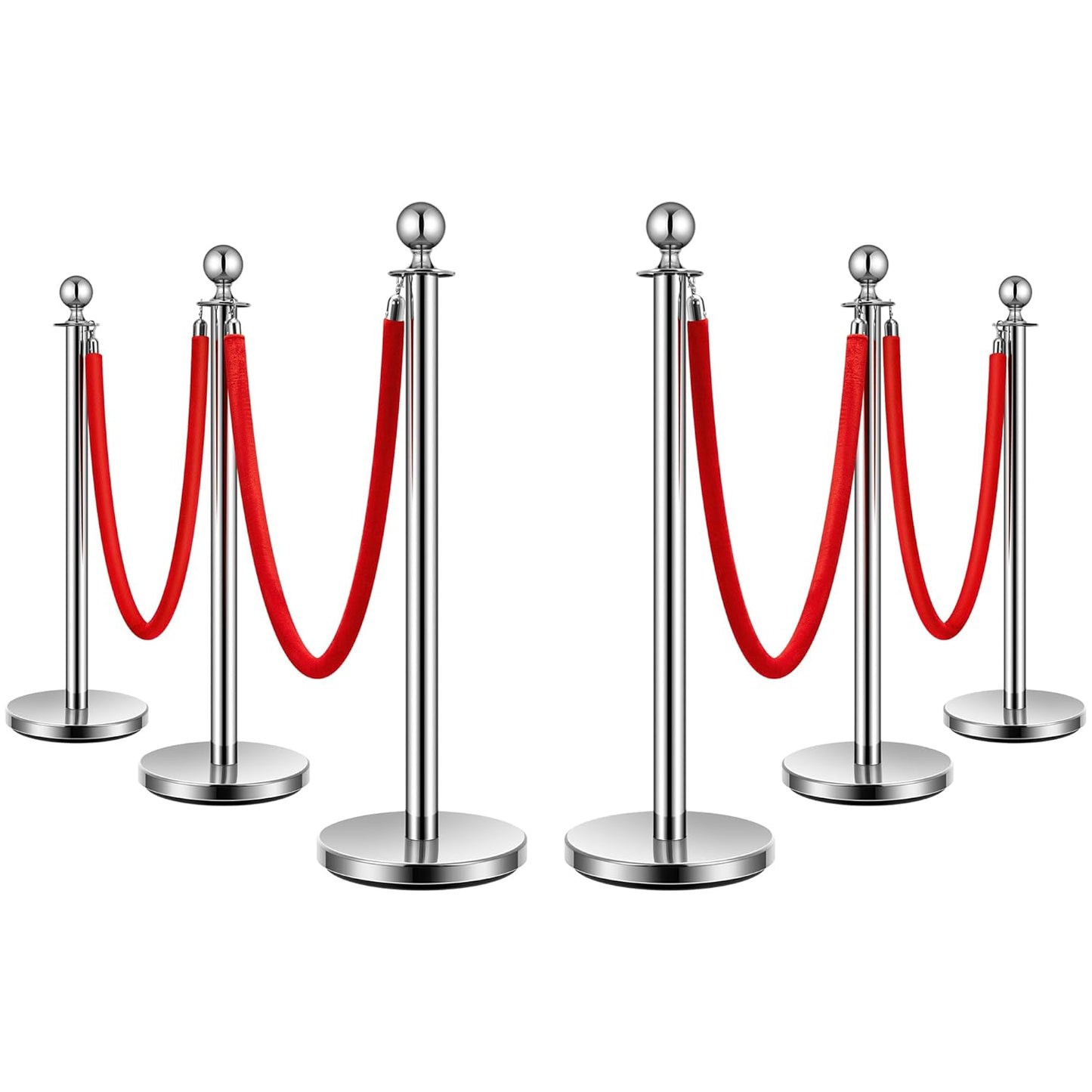 VIVOHOME Stainless Steel Stanchion Post Set with Velvet Ropes