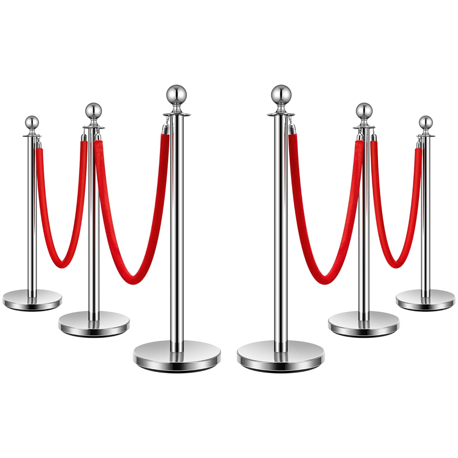 VIVOHOME Stainless Steel Stanchion Post Set with Velvet Ropes