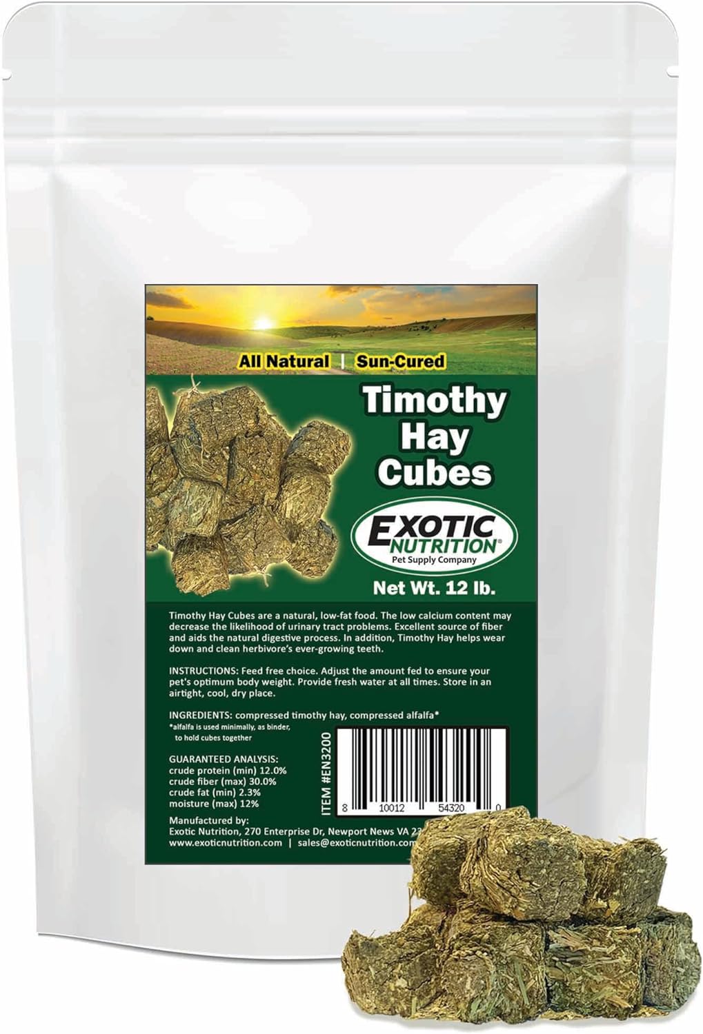 Timothy Hay Cubes for Small Pets - Natural High Fiber Treats