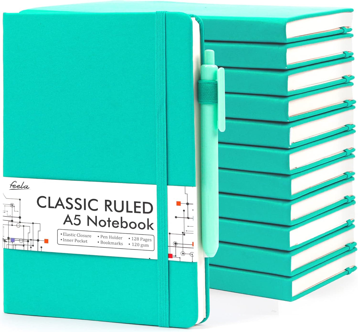 Feela 12 Pack Notebooks with Pens for School and Business Use