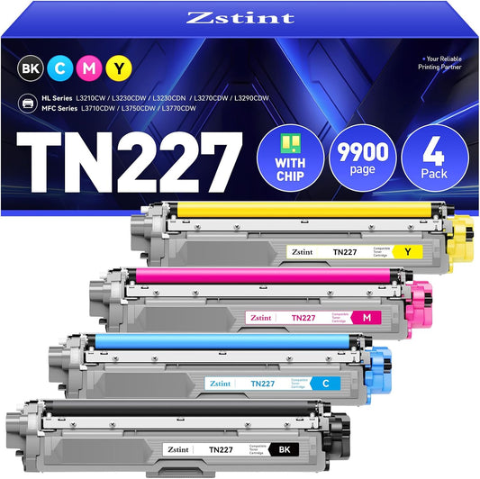 High Yield TN227 Toner Cartridge 4-Pack for Brother Printers