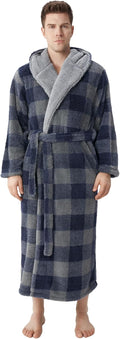 Men's Hooded Coral Fleece Robe - Plush Full Length Microfiber