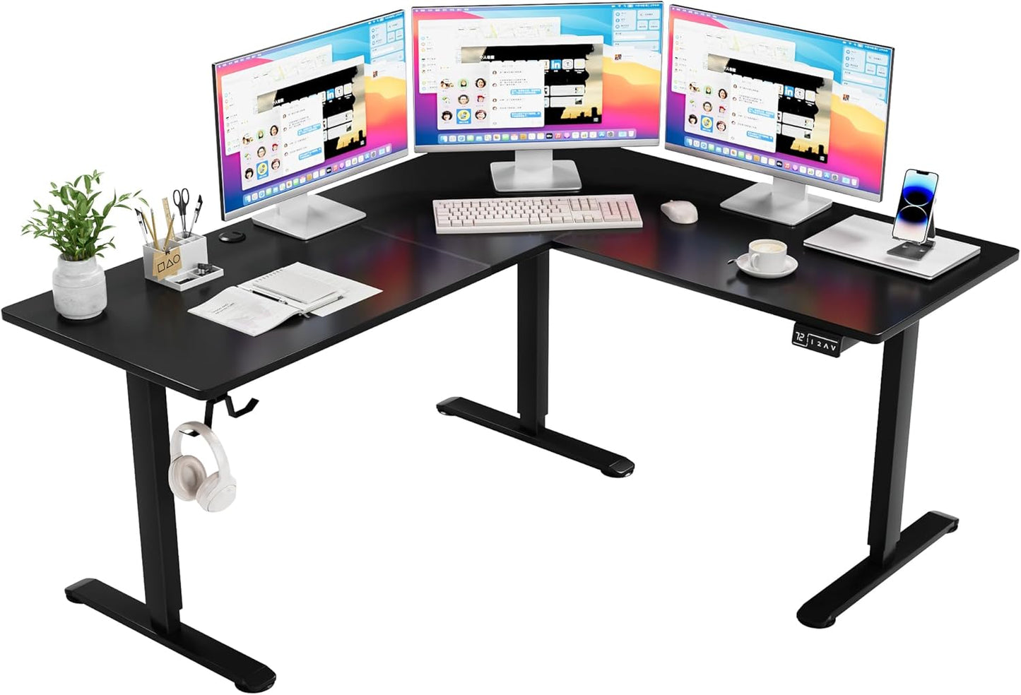 Furmax L Shaped Electric Standing Desk - Adjustable Preset Heights