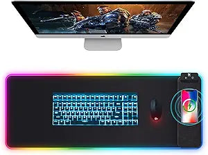 Wireless Charging RGB Gaming Mouse Pad with LED Light Features
