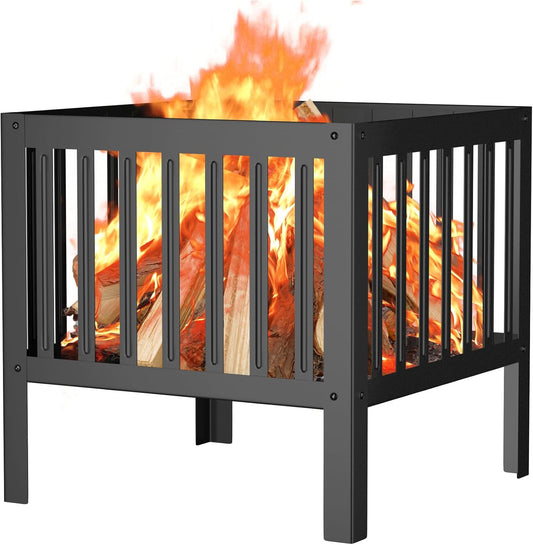 16-Inch Square Steel Grating Fire Pit for Outdoor Gatherings