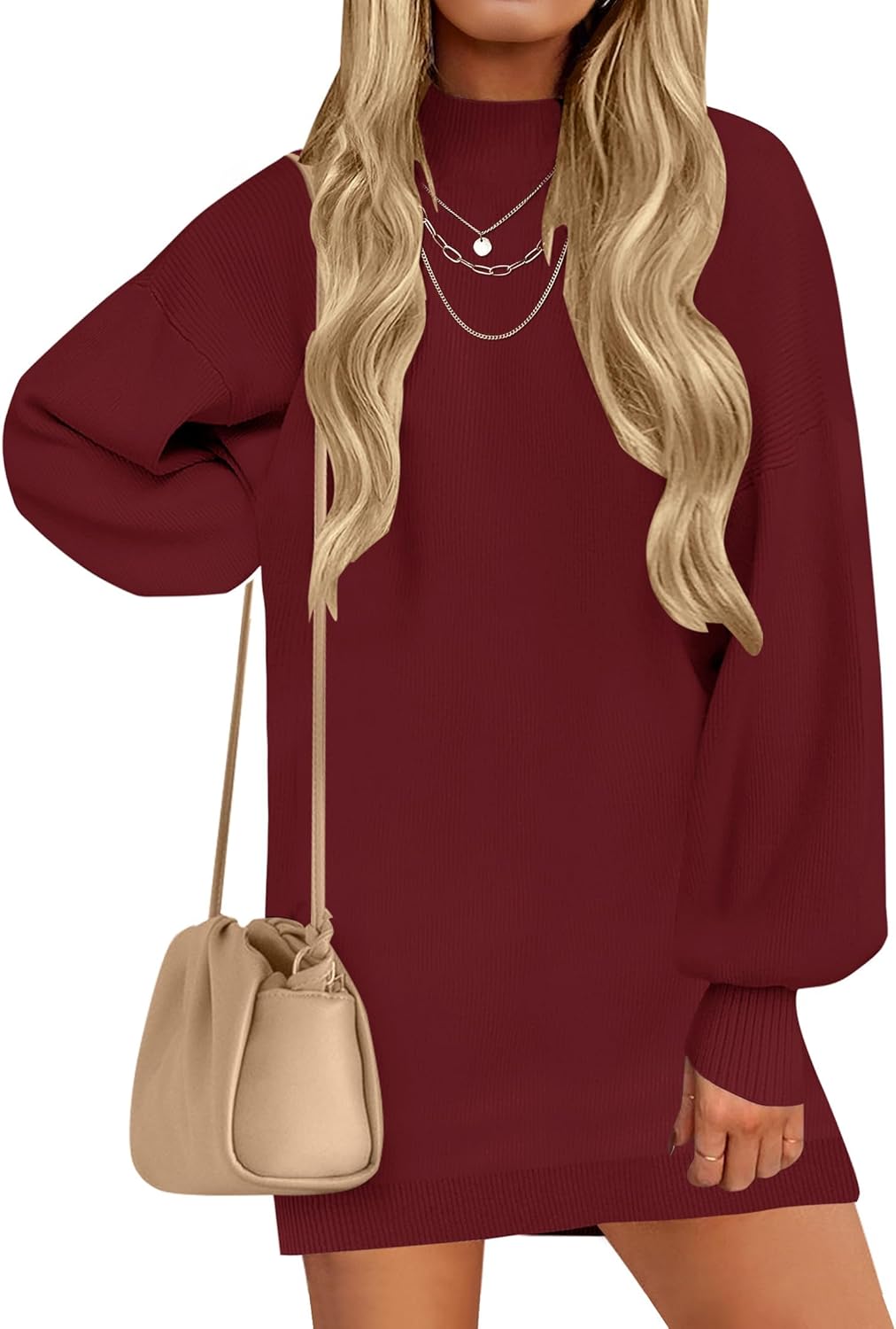 ZESICA Women's Fall Turtleneck Sweater Dress for Cozy Style