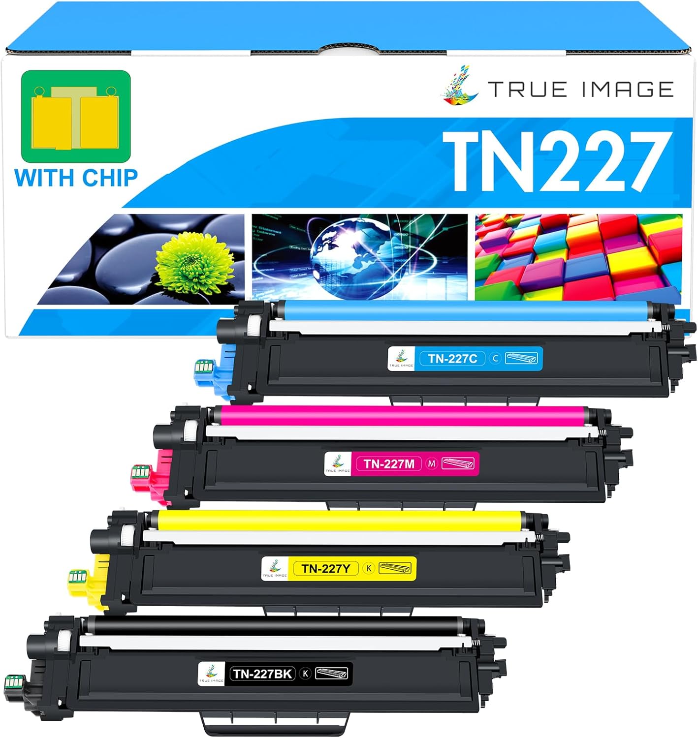 High Yield TN227 Toner 4 Pack for Brother Printers