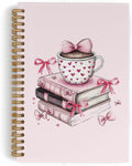 Coquette Pink Bow Spiral Notebook for Book Lovers - Preppy 5.5x8.3 in