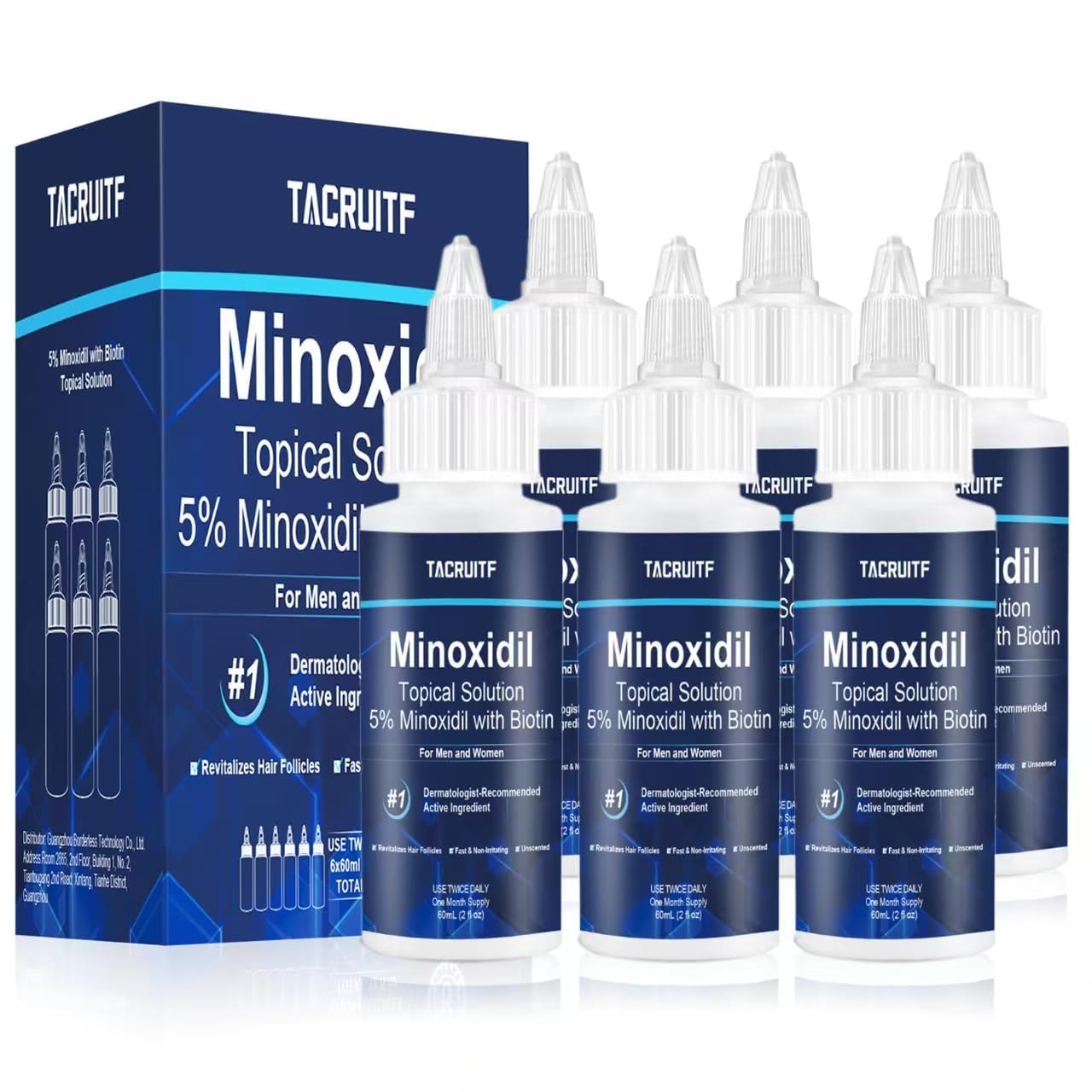 5% Minoxidil with Biotin for Hair Growth - 6 Month Supply