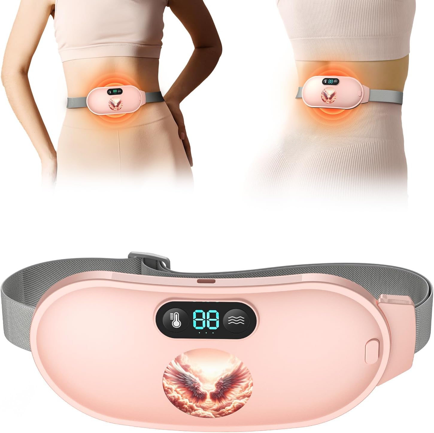 Koonie Portable Heating Pad - Fast Relief, 6 Heat Levels & 6 Massage Modes