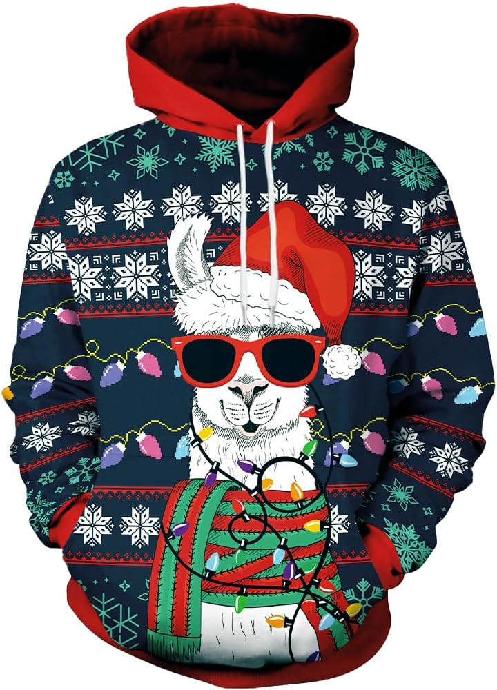 Funny Christmas Hoodies for Men with 3D Printed Graphics