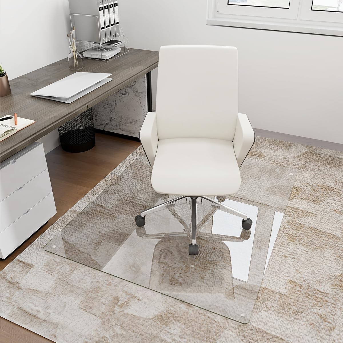 Tempered Glass Chair Mat 36in x 55in for Hard Floors and Carpets