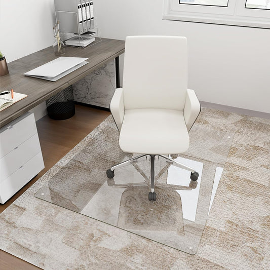 Tempered Glass Chair Mat 36in x 55in for Hard Floors and Carpets