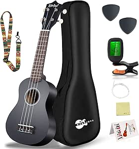 Everjoys Soprano Ukulele Beginner Pack for Easy Learning Fun