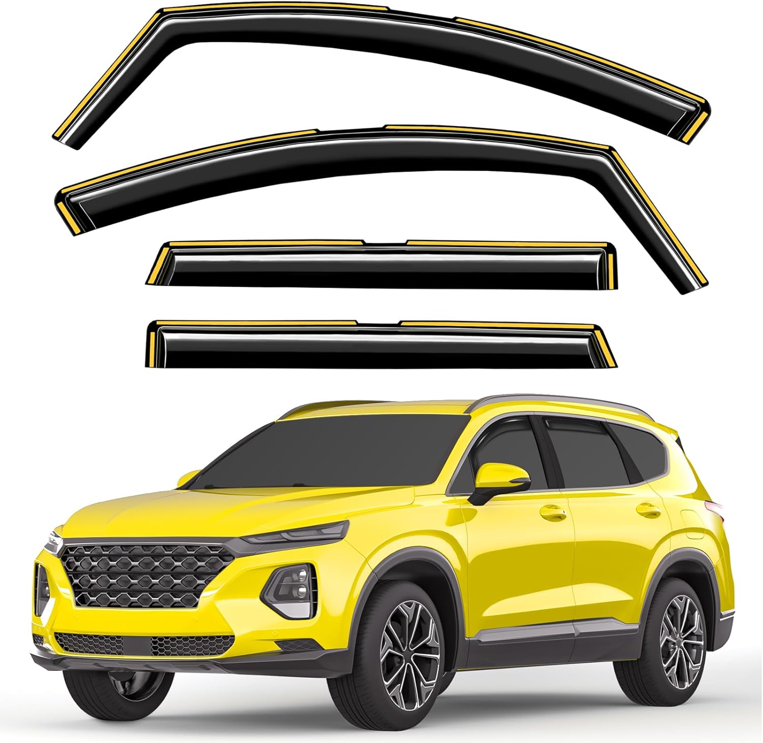 In-Channel Window Rain Guards for Hyundai Santa Fe 2019-2023